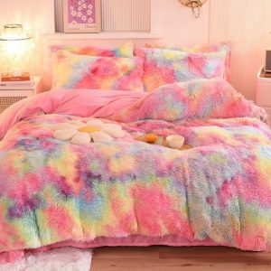 Warm Mink-Fleece and Crystal-Velvet 4-Piece Bedding Set