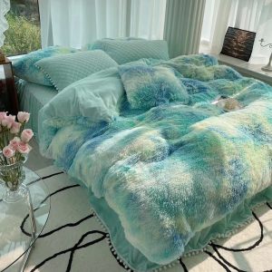 3-Piece Mink Fleece Bedding Set – Warm Long-Pile Duvet Cover and Crystal Velvet Bed Sheet