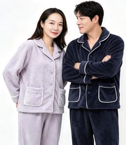 Couple’s Fleece-Lined Thick Coral Fleece Home Wear
