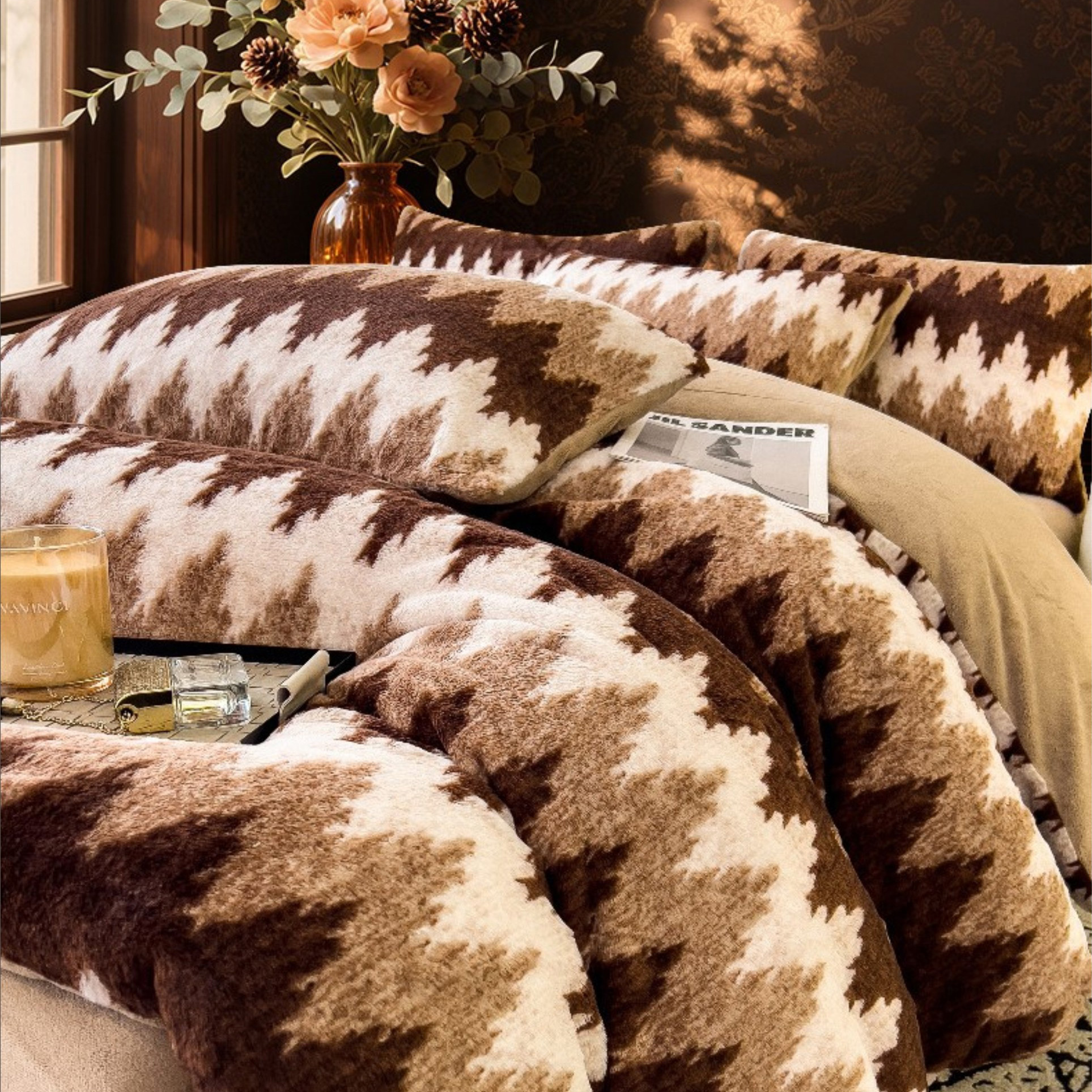 Rabbit fur warm four-piece set