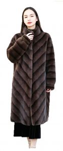 Stand-up collar faux mink coat
