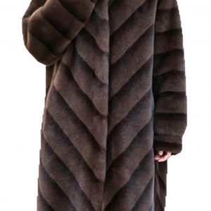 Stand-up collar faux mink coat