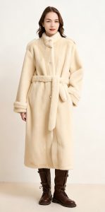 Long fur-lined stand-up collar fitted waist coat, new winter arrival.
