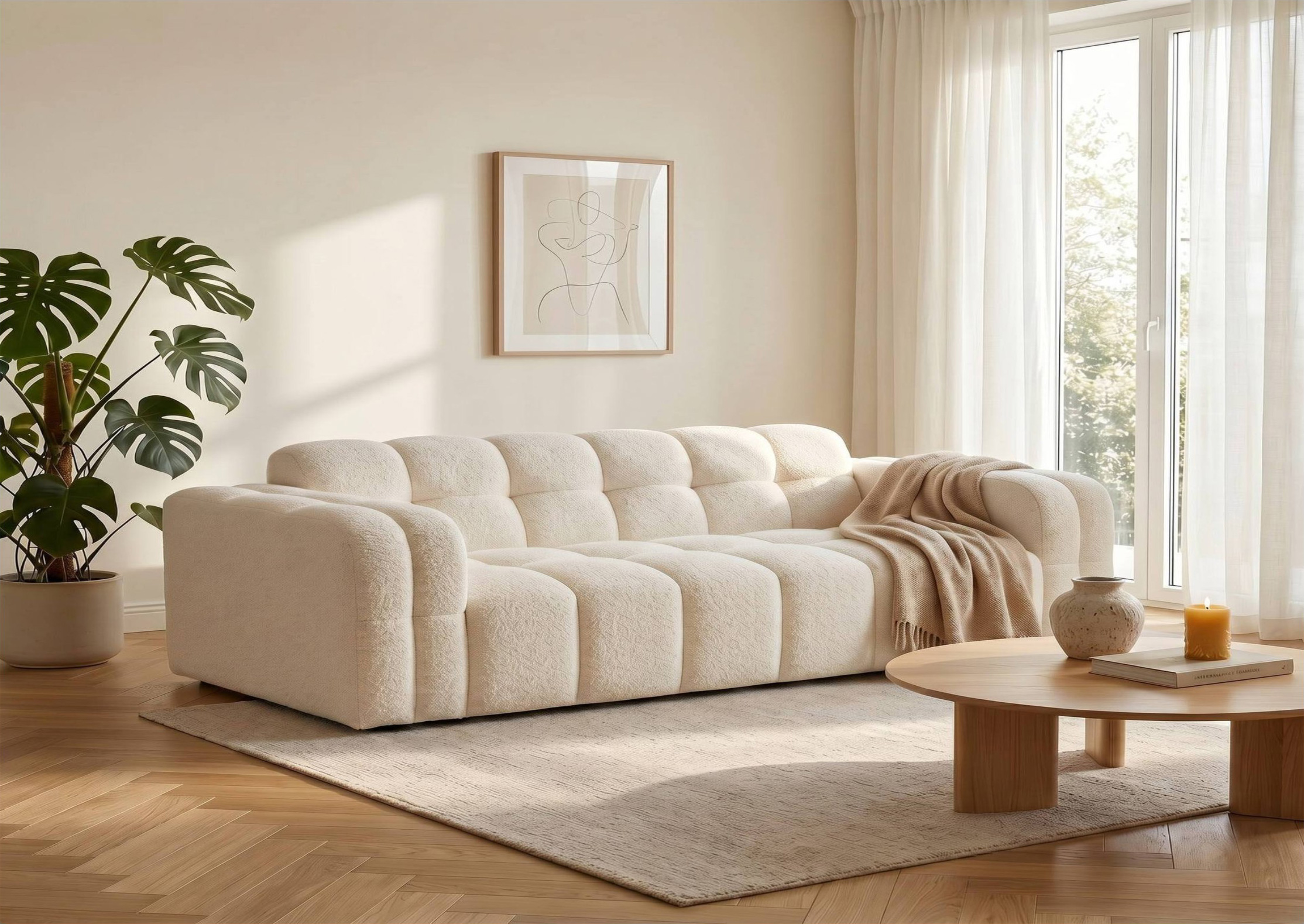 Lambswool fabric compressed sofa
