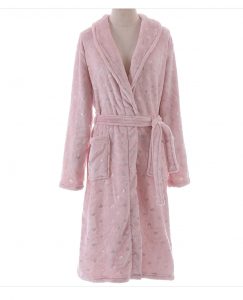 Thickened flannel bathrobe with lapel