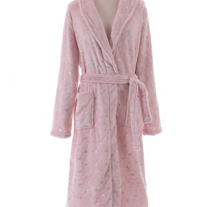 Thickened flannel bathrobe with lapel
