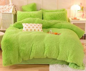 Mink fleece four-piece set, crystal fleece long-haired plush warm milk fleece rabbit fleece three-piece set