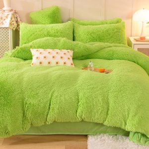 Mink fleece four-piece set, crystal fleece long-haired plush warm milk fleece rabbit fleece three-piece set